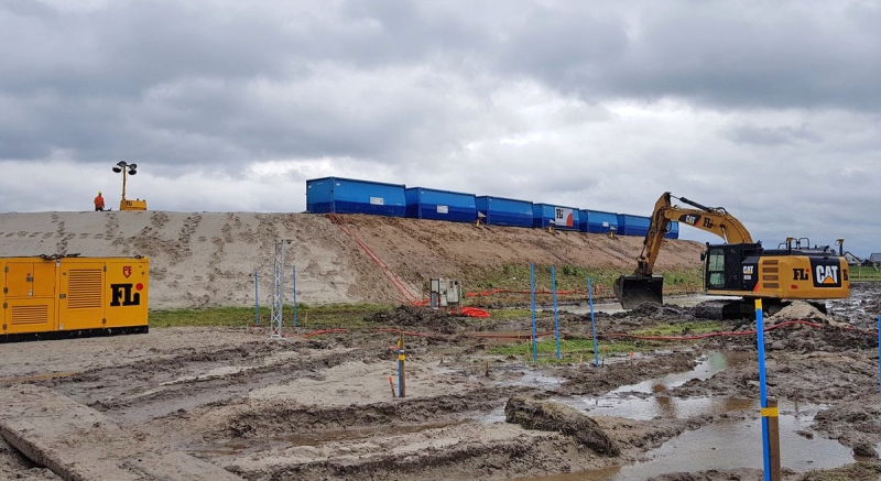 Vervanging van de damwanden volledig elektrisch uitgevoerd