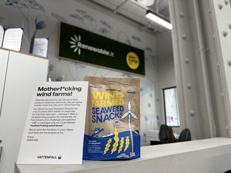 Wind Farmed Seaweed Snacks, geteeld in een windpark